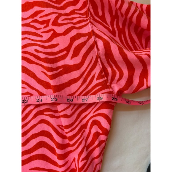 Cabana by Crown & Ivy Pink Red Zebra Print Oversized Fleece Soft Sweatshirt XL - Picture 5 of 8